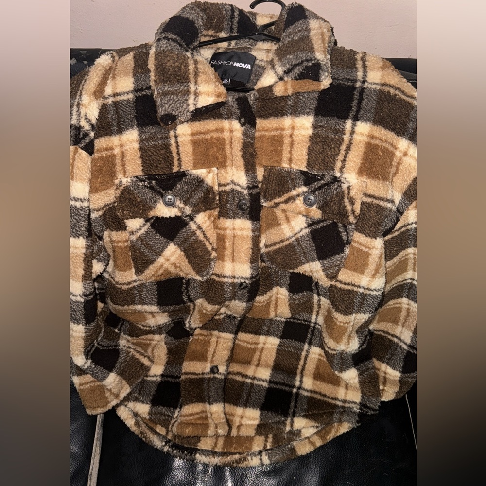 Plaid brown, black, & tan flannel size 2x